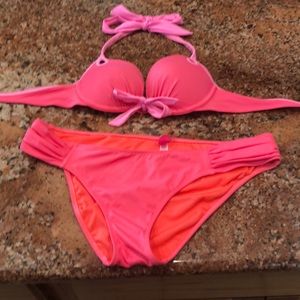 Victoria’s Secret coral bow tie swim suit 🌺